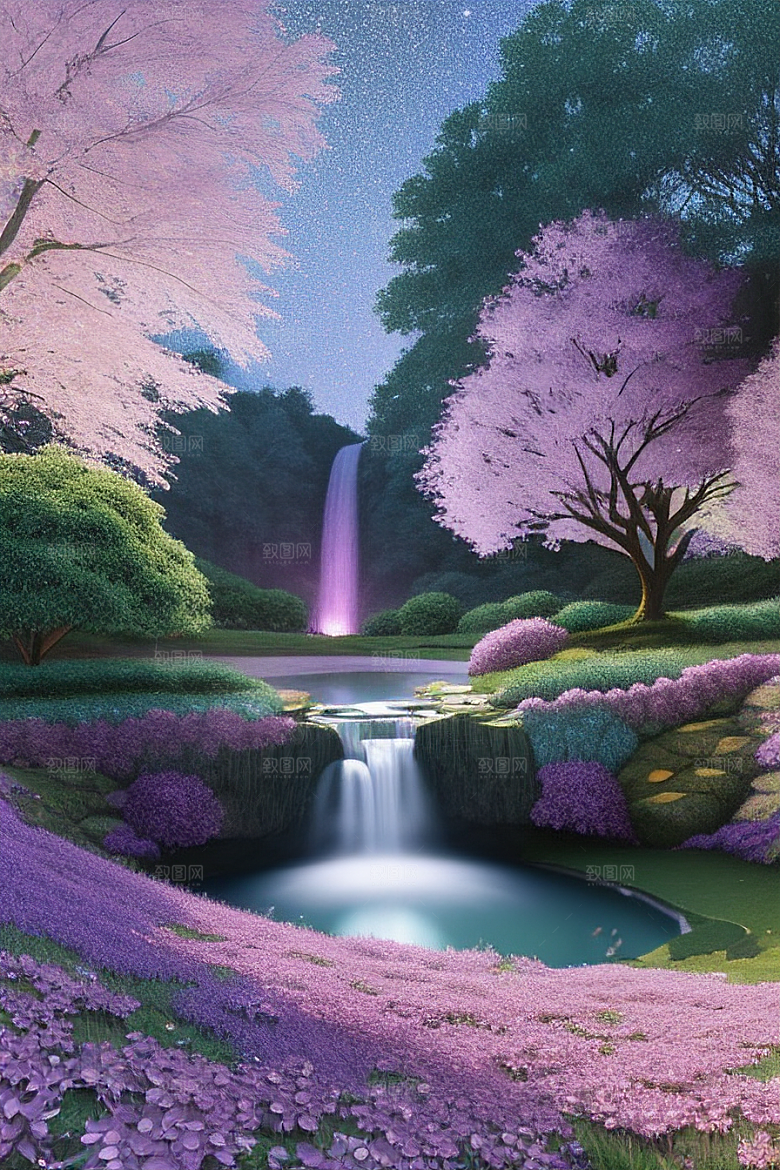 星光与蓝色玫瑰美景
