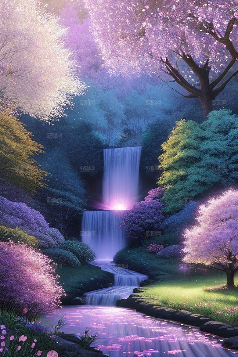 星光与蓝色玫瑰美景