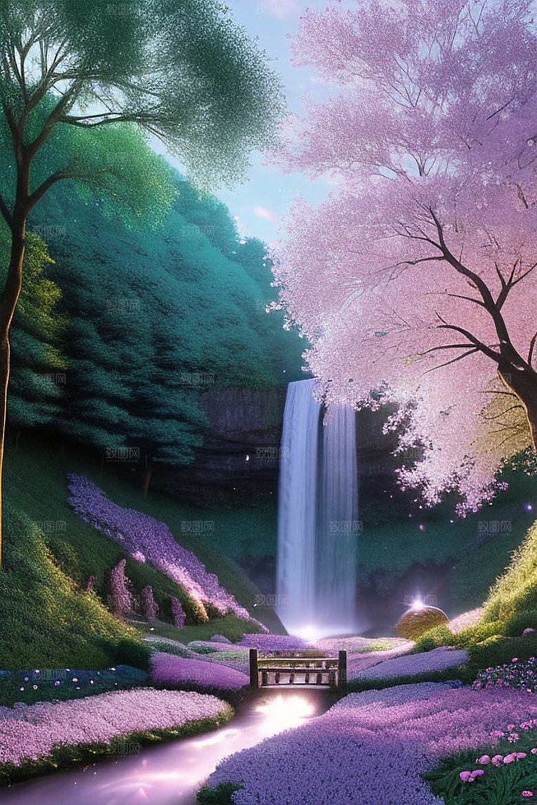 星光与蓝色玫瑰美景