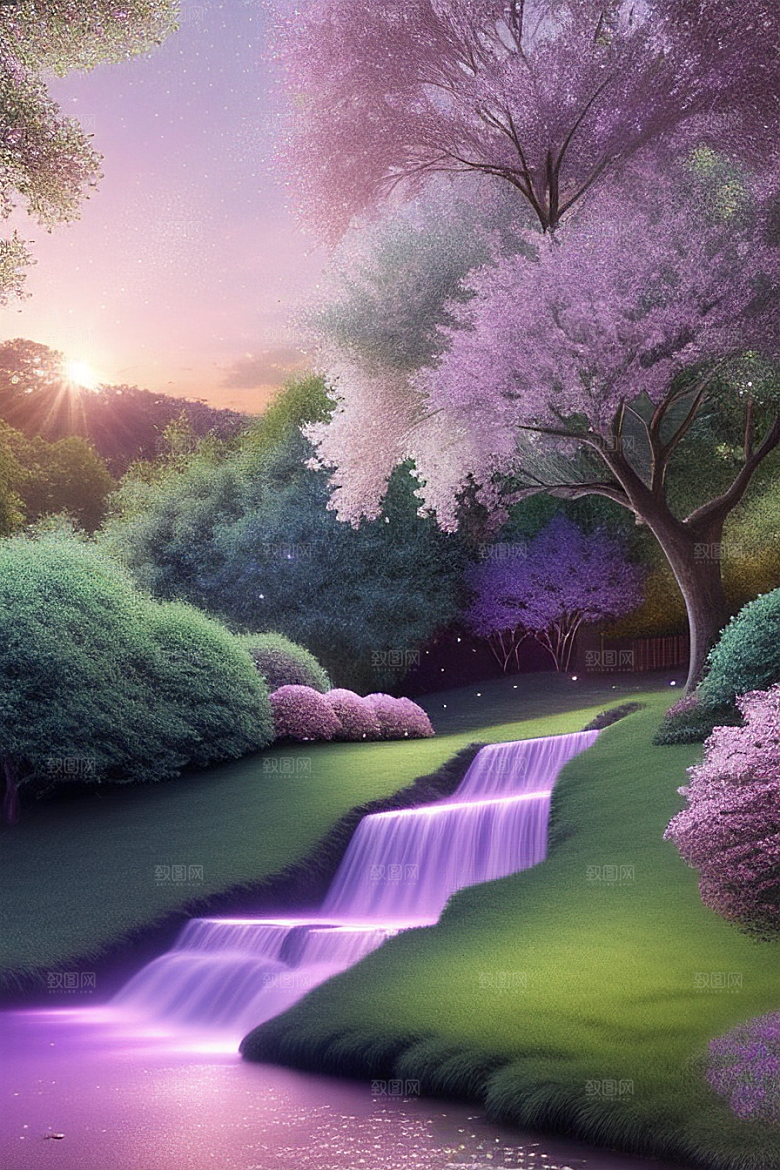 星光与蓝色玫瑰美景