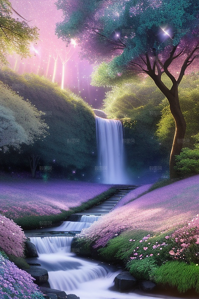 星光与蓝色玫瑰美景