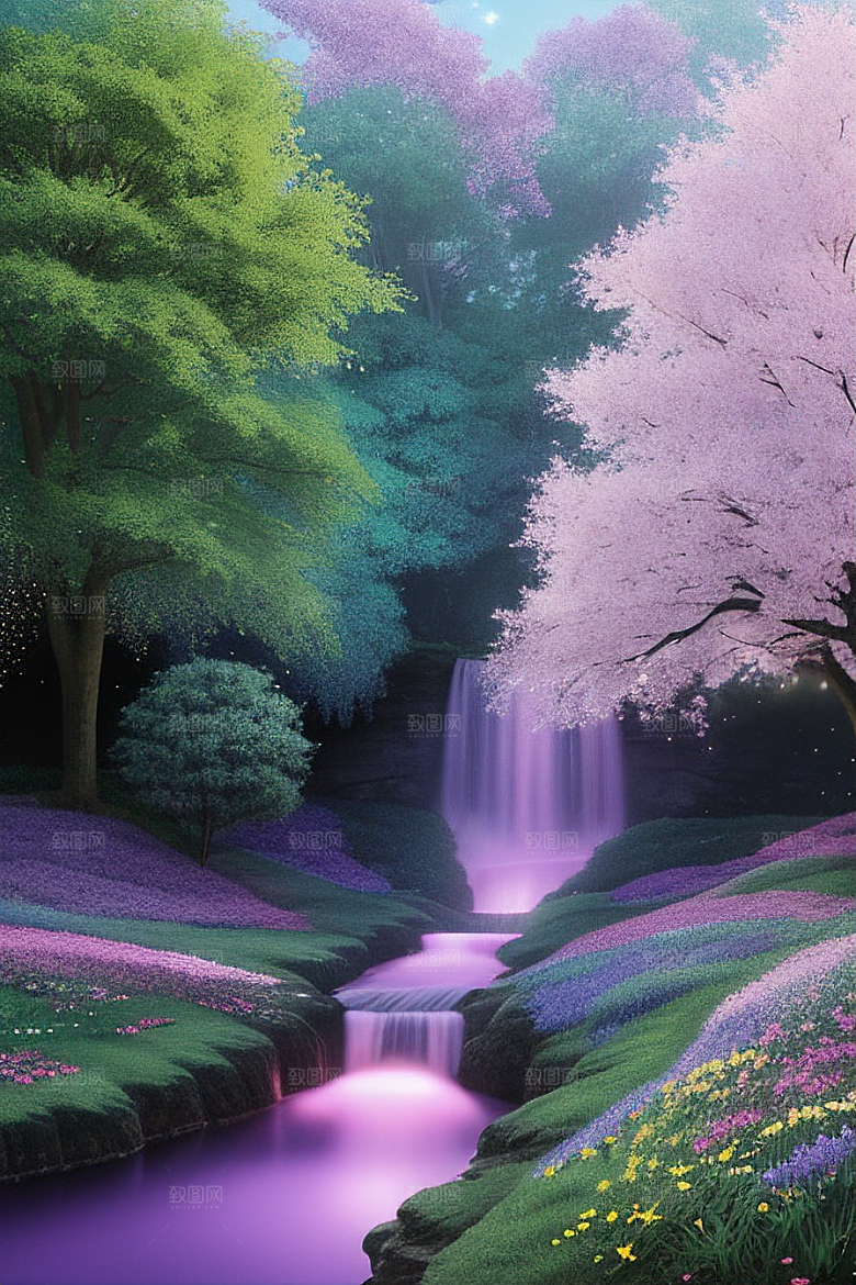 星光与蓝色玫瑰美景