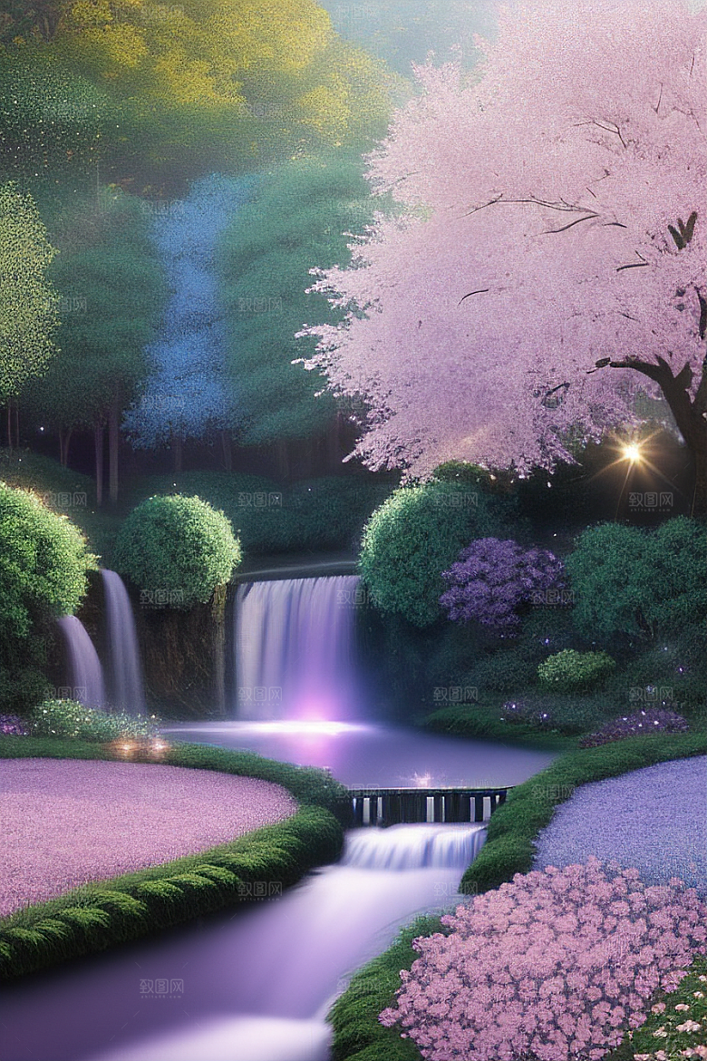 星光与蓝色玫瑰美景