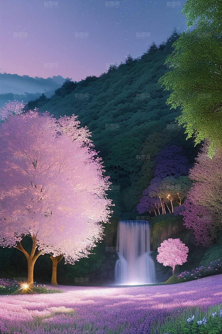 星光与蓝色玫瑰美景