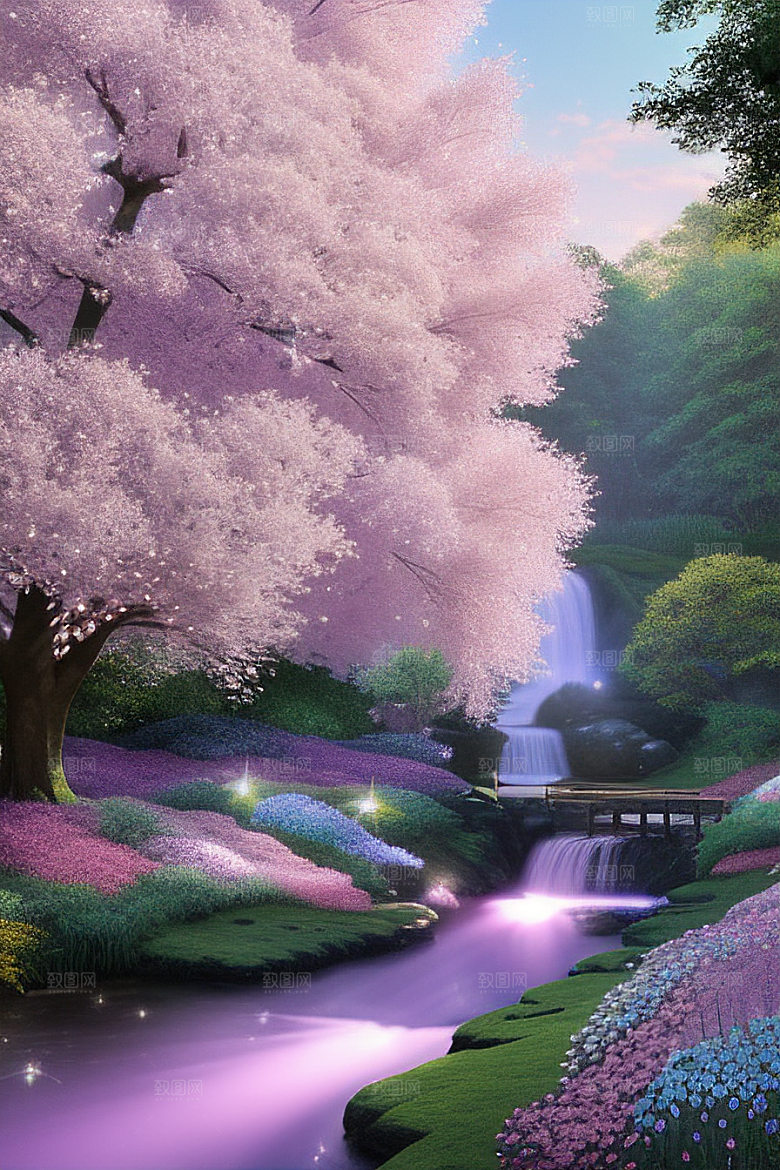 星光与蓝色玫瑰美景