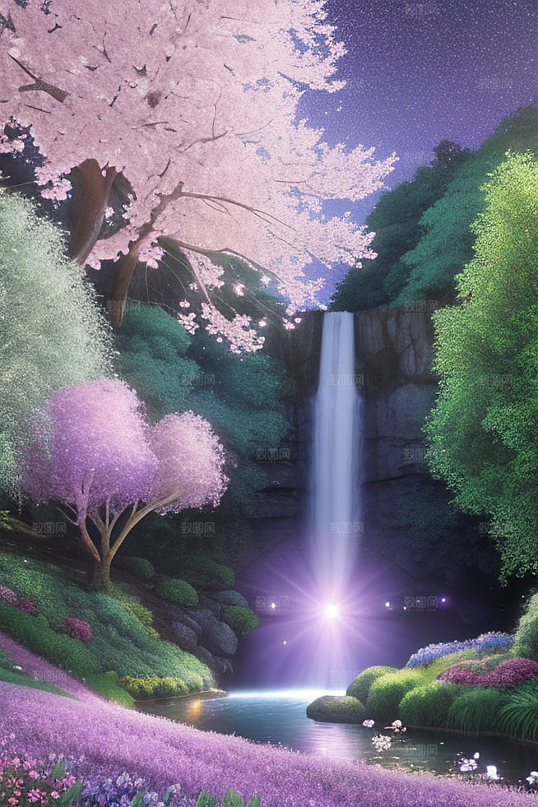 绿林的花海花满林间美景