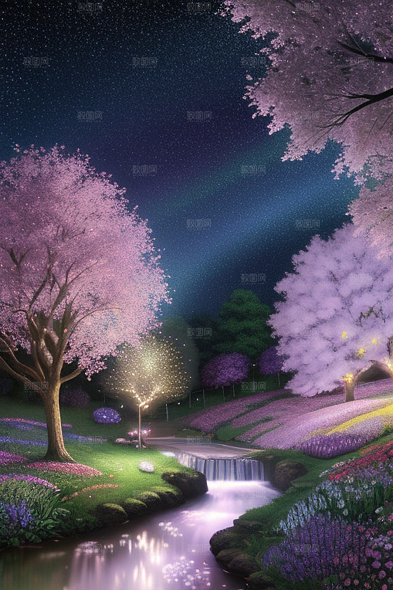 绿林的花海花满林间美景