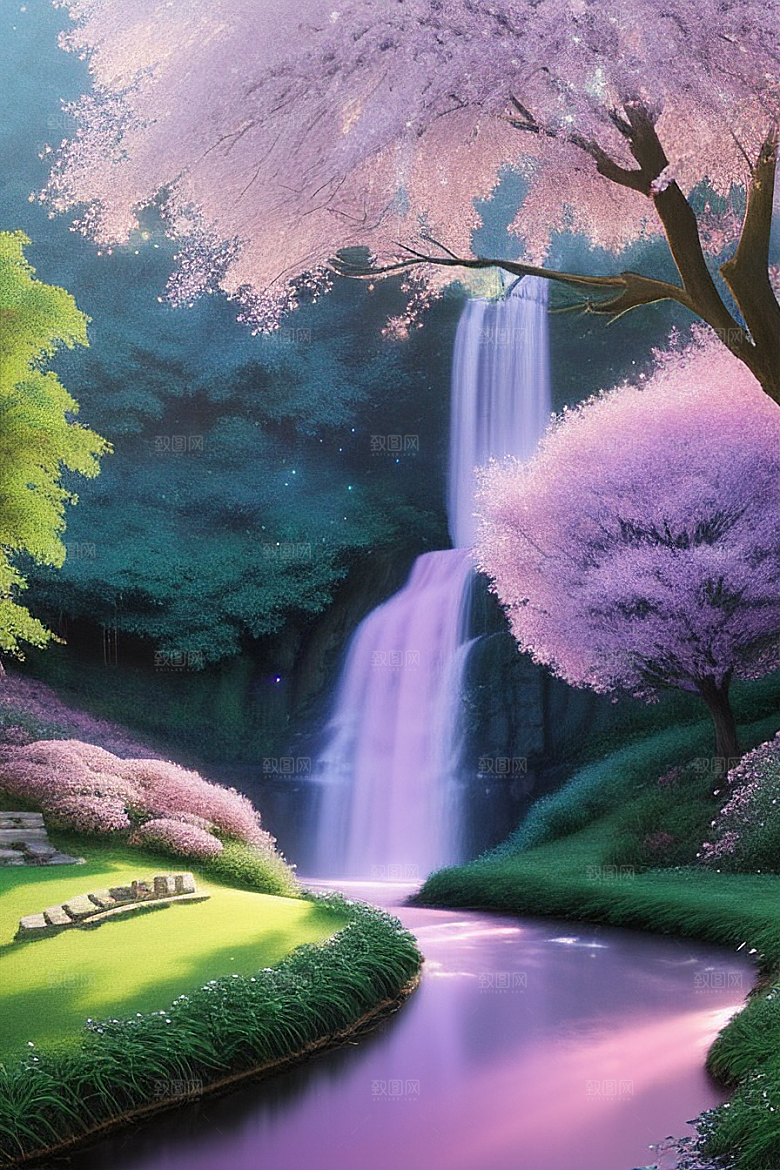 绿林的花海花满林间美景