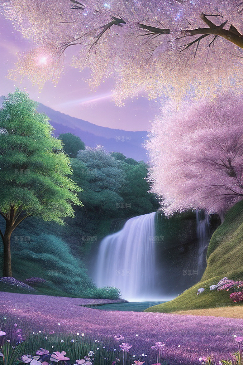 绿林的花海花满林间美景