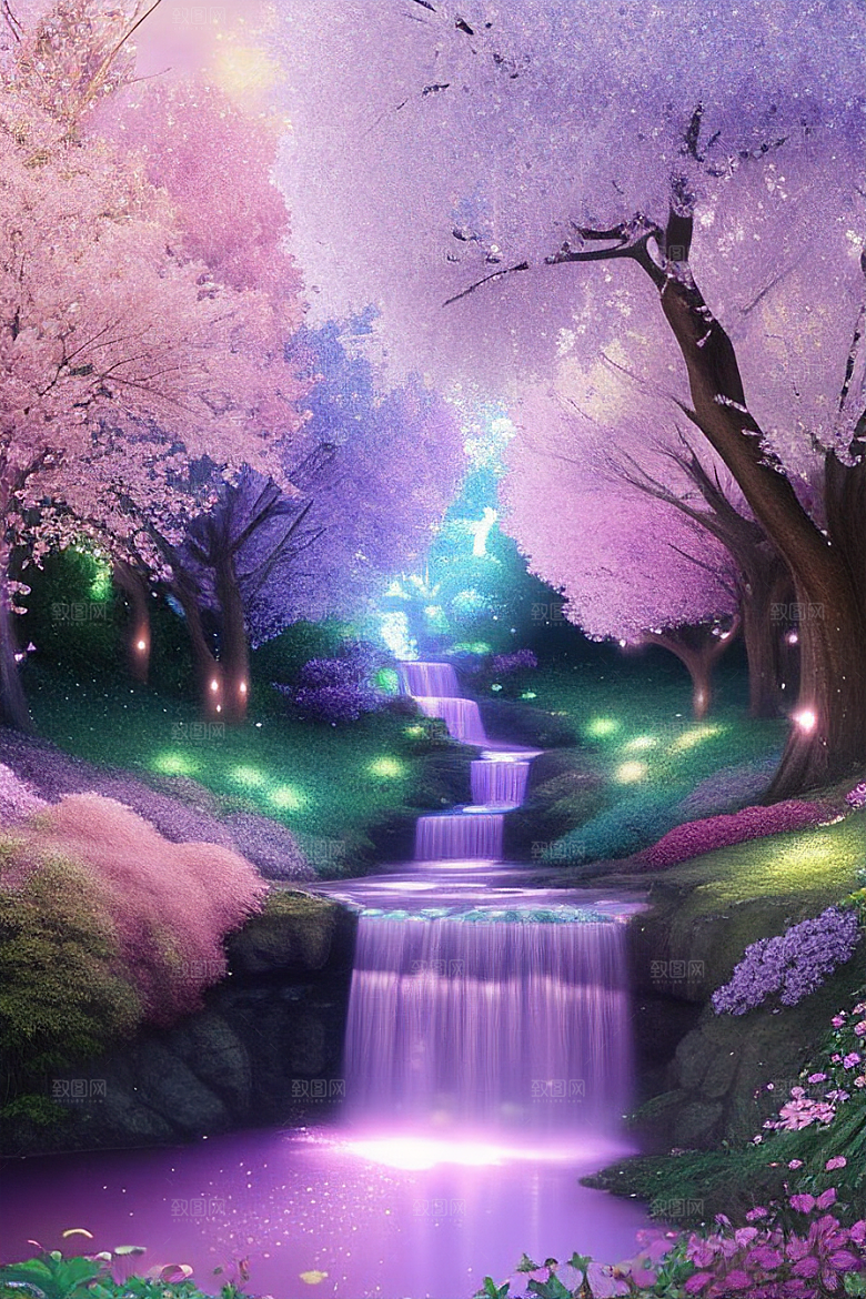 绿林的花海花满林间美景