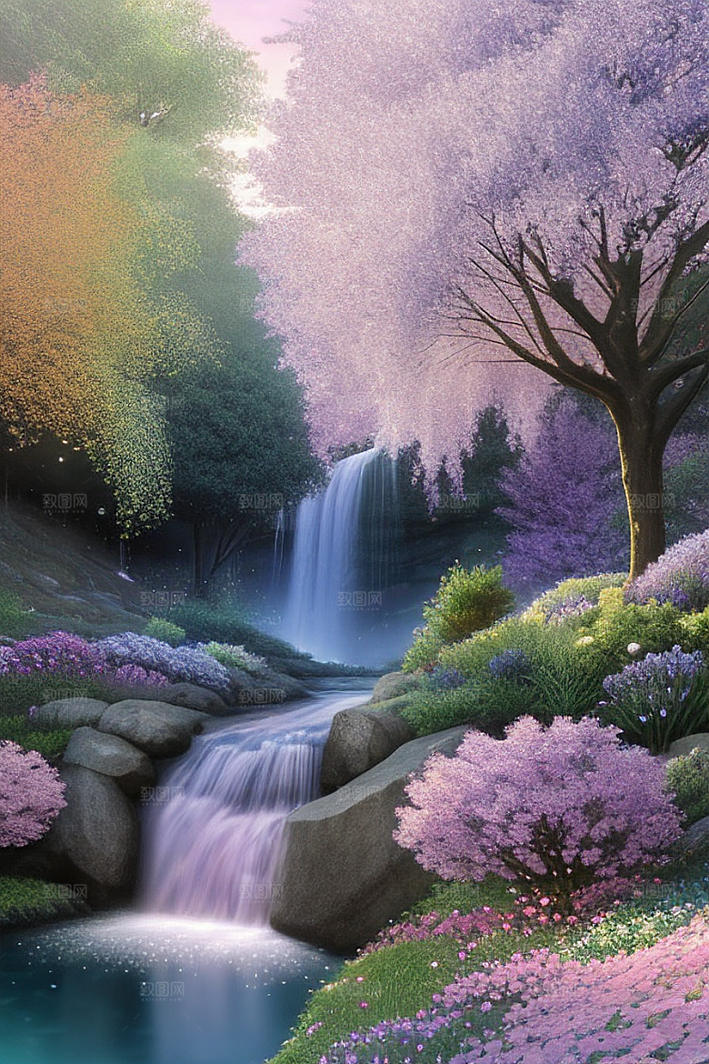 绿林的花海花满林间美景