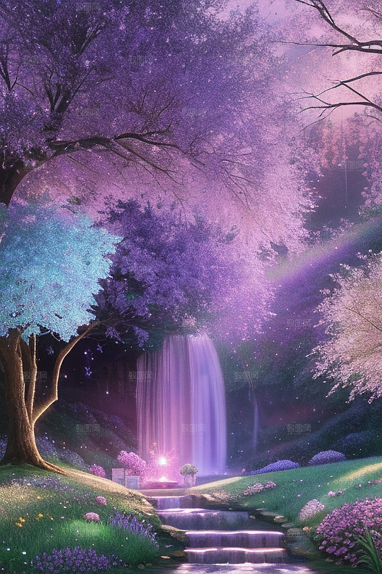 绿林的花海花满林间美景