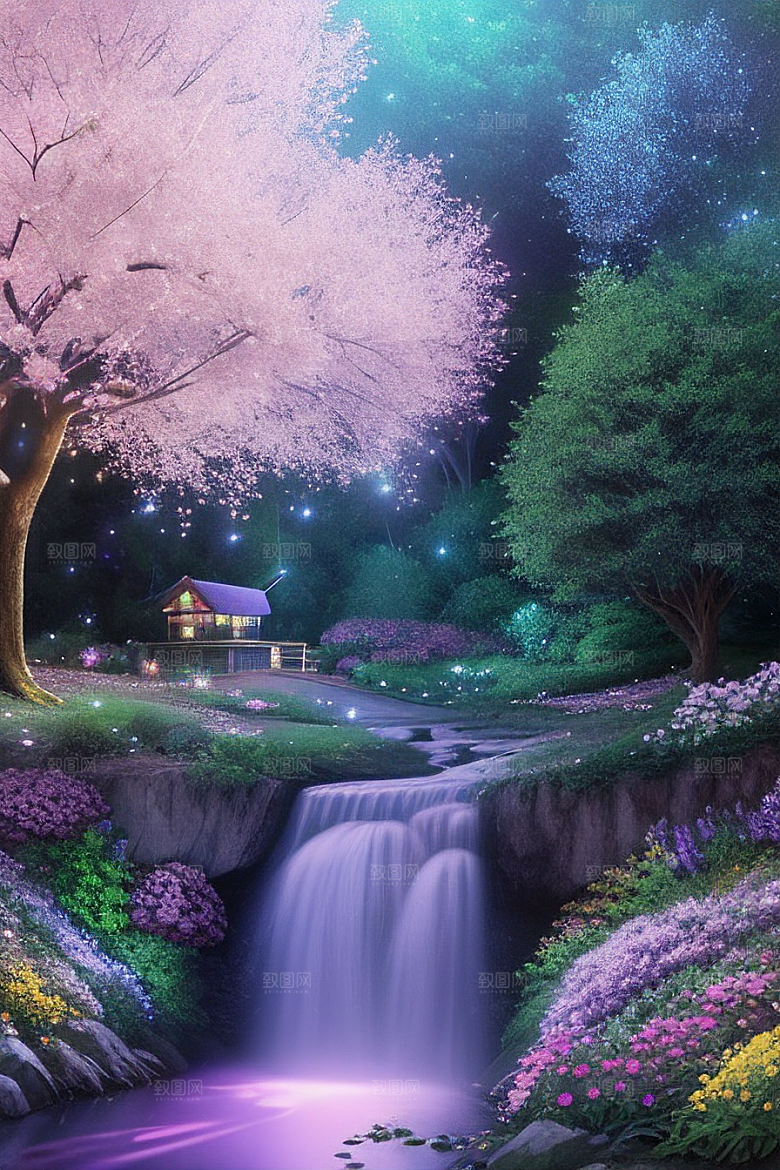 绿林的花海花满林间美景