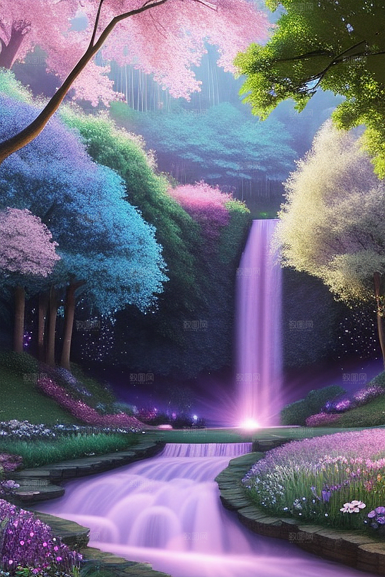 绿林的花海花满林间美景