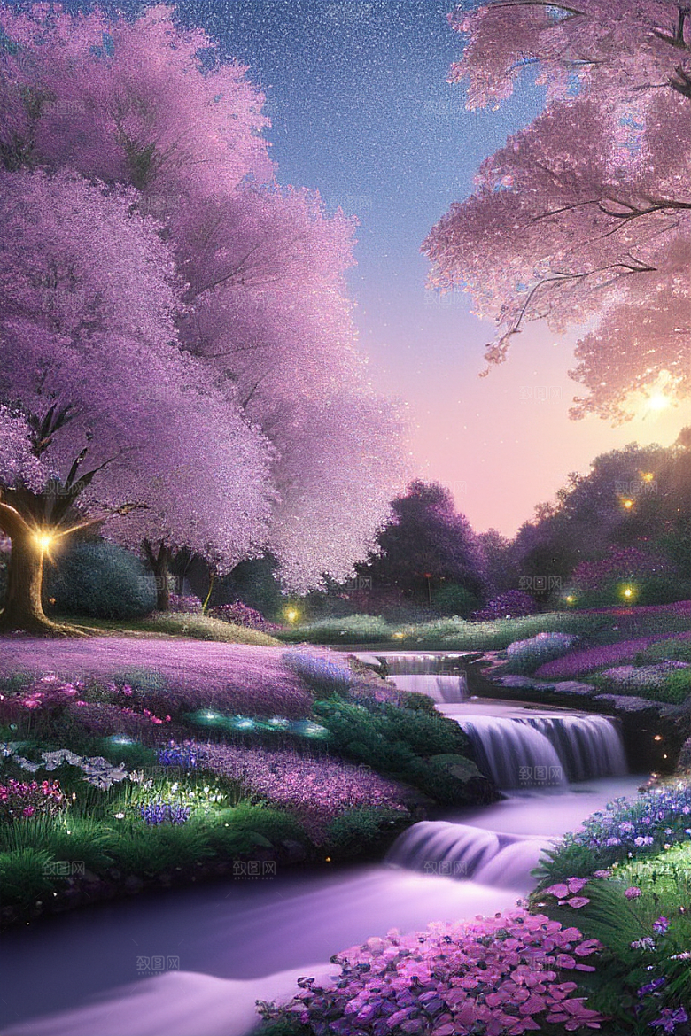 绿林的花海花满林间美景