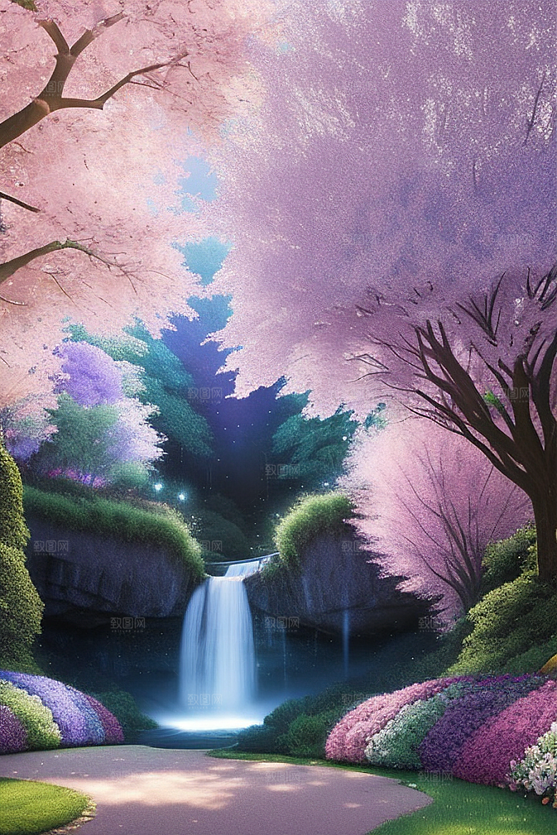 绿林的花海花满林间美景
