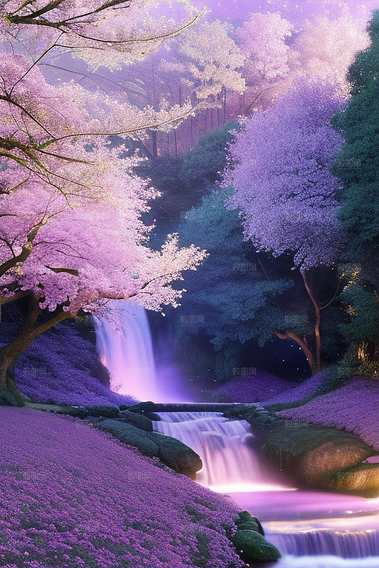 绿林的花海花满林间美景