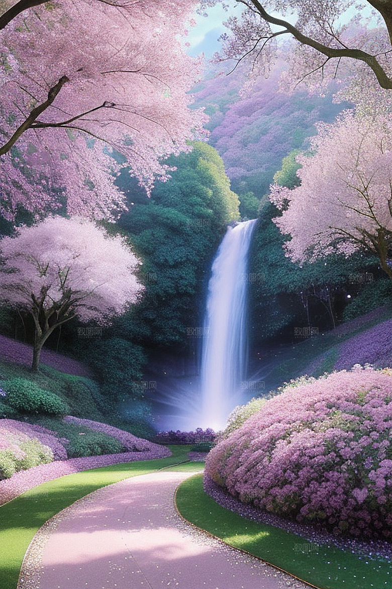 清晨的绿色森林美景