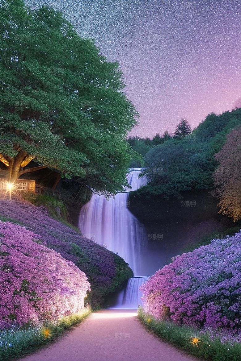 清晨的绿色森林美景