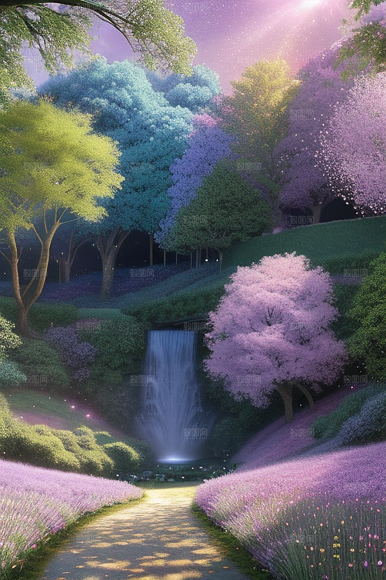 星光与蓝色花园美景