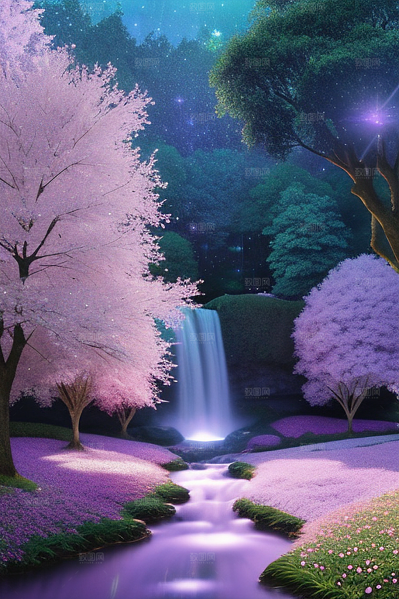 星光与蓝色花园美景