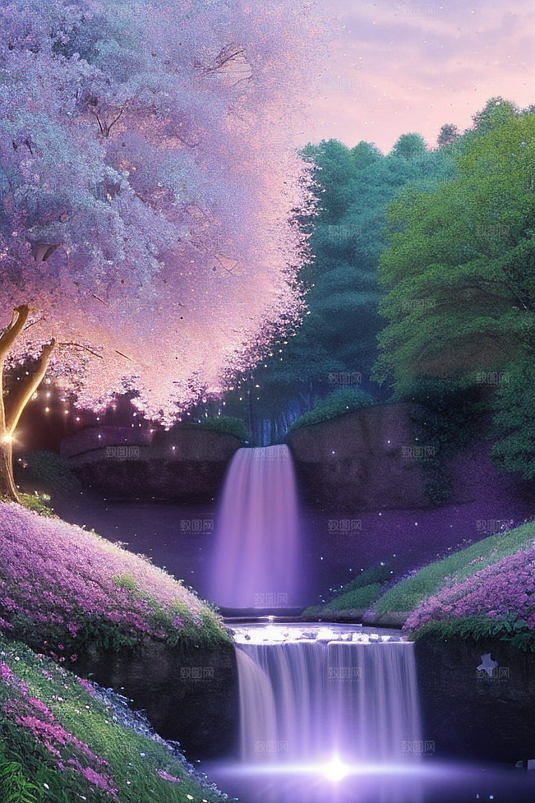 星光与蓝色花园美景