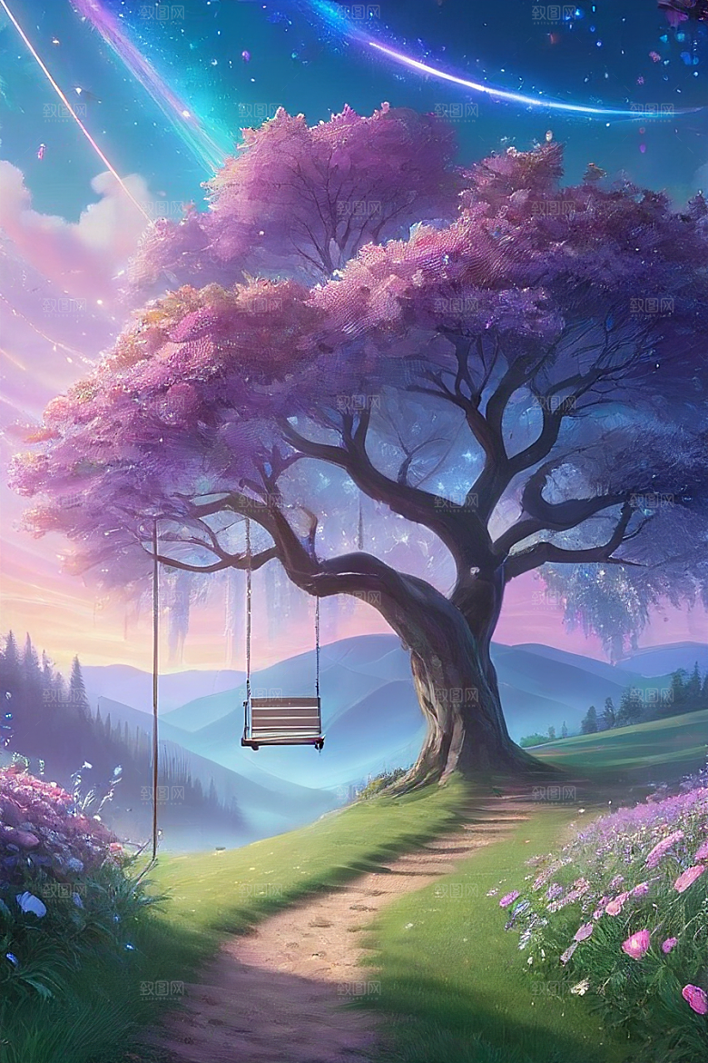星光与蓝色花园美景