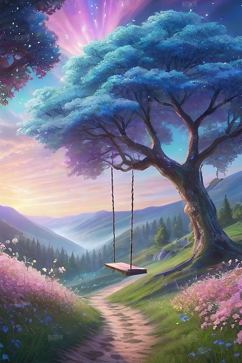 星光与蓝色花园美景