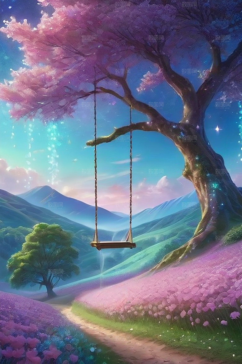 星光与蓝色花园美景