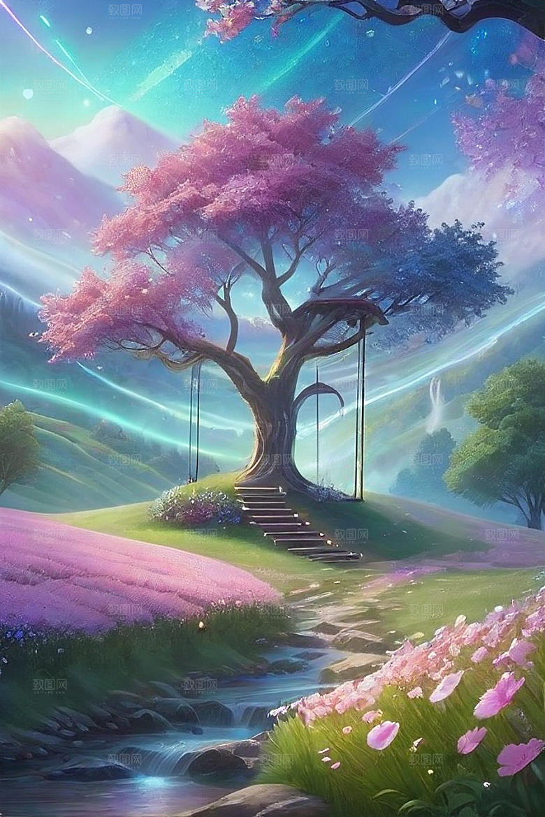 星光与蓝色花园美景