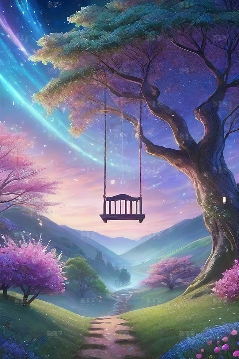 清晨的花园仙境美景