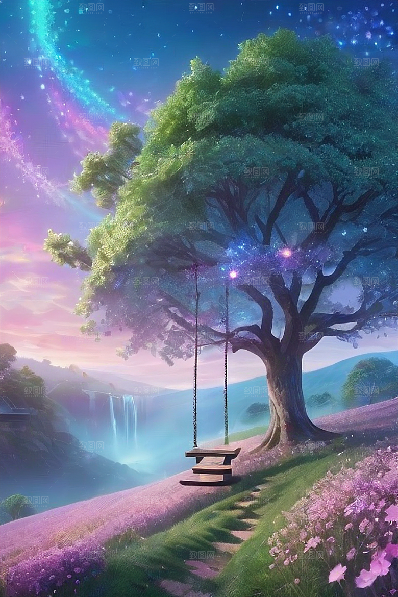 清晨的花园仙境美景