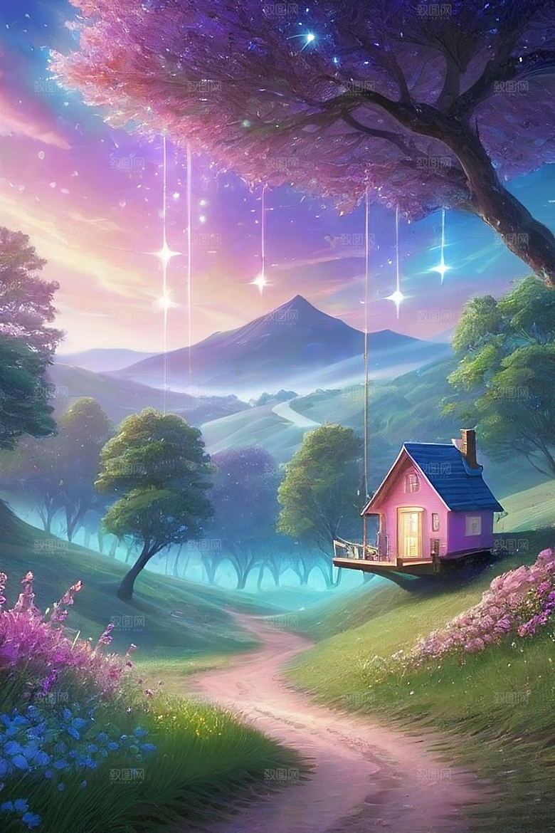 清晨的花园仙境美景