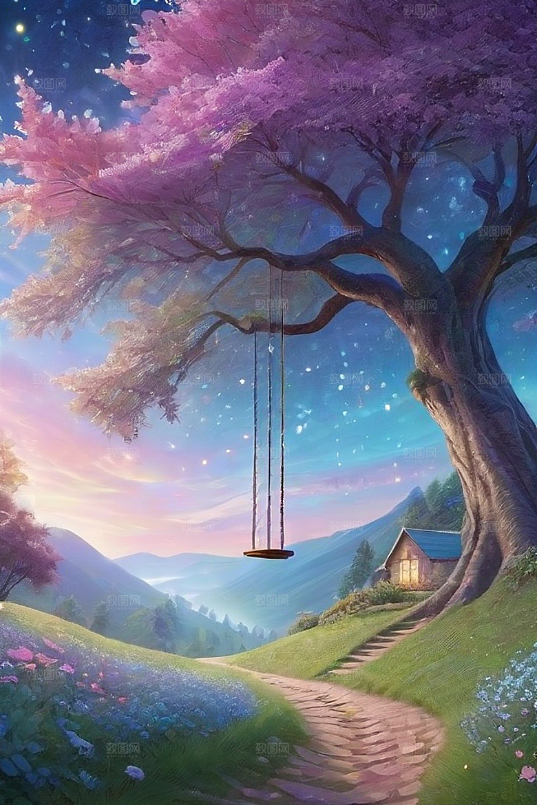 清晨的花园仙境美景