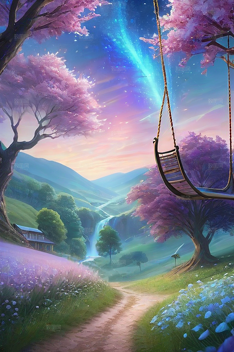 清晨的花园仙境美景