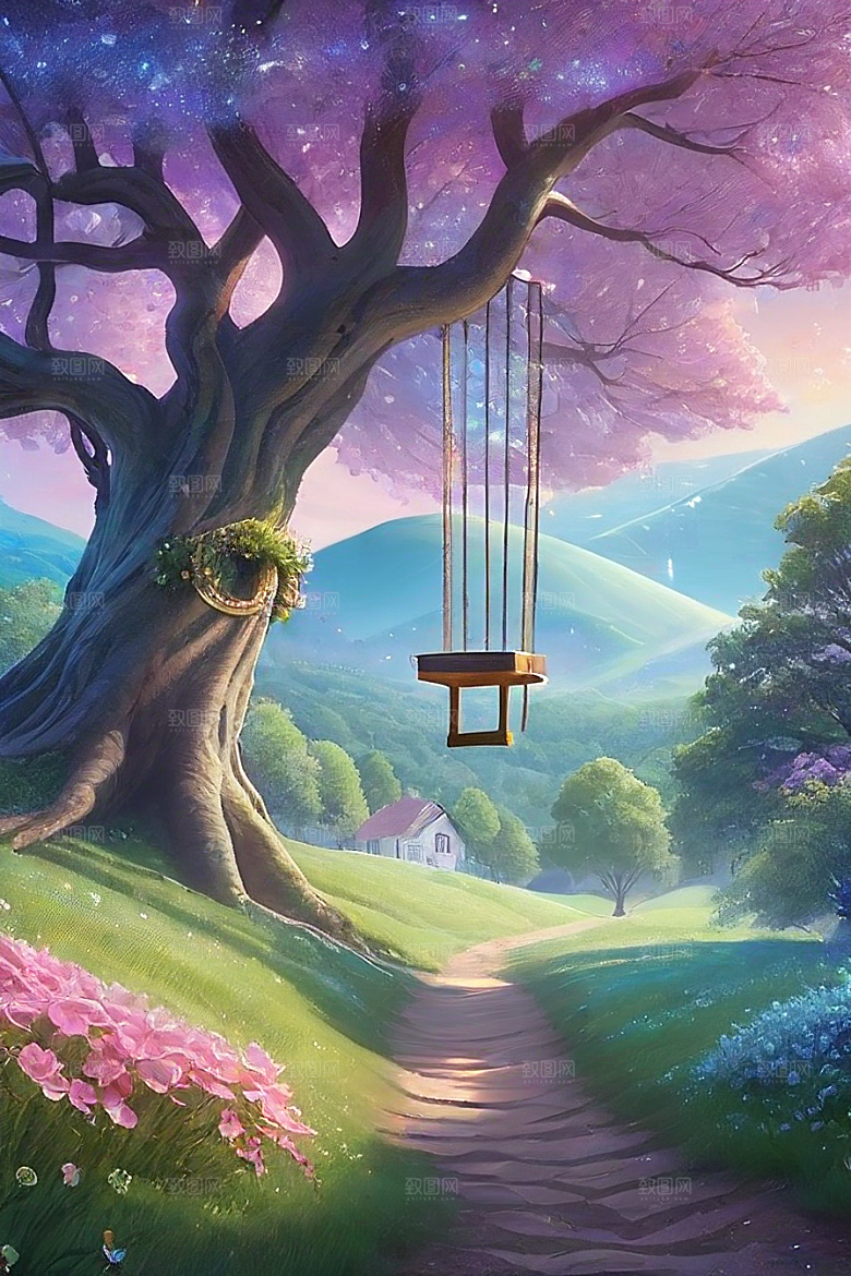清晨的花园仙境美景