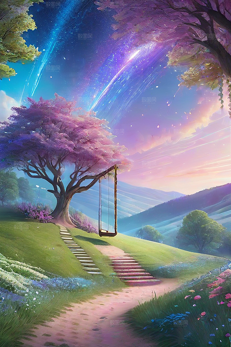 清晨的花园仙境美景