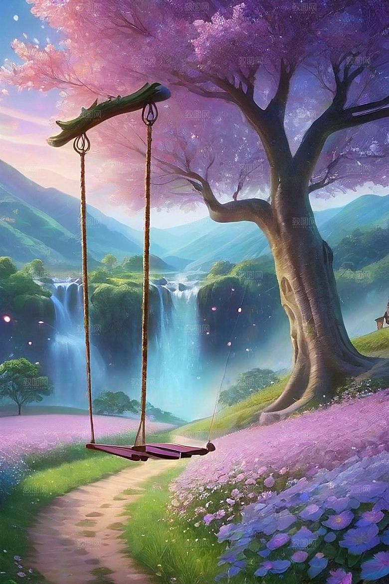 清晨的花园仙境美景