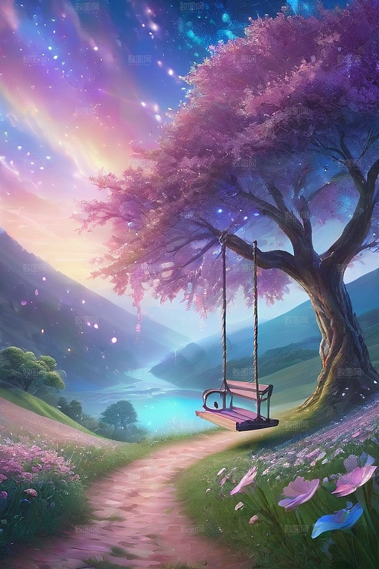 清晨的花园仙境美景