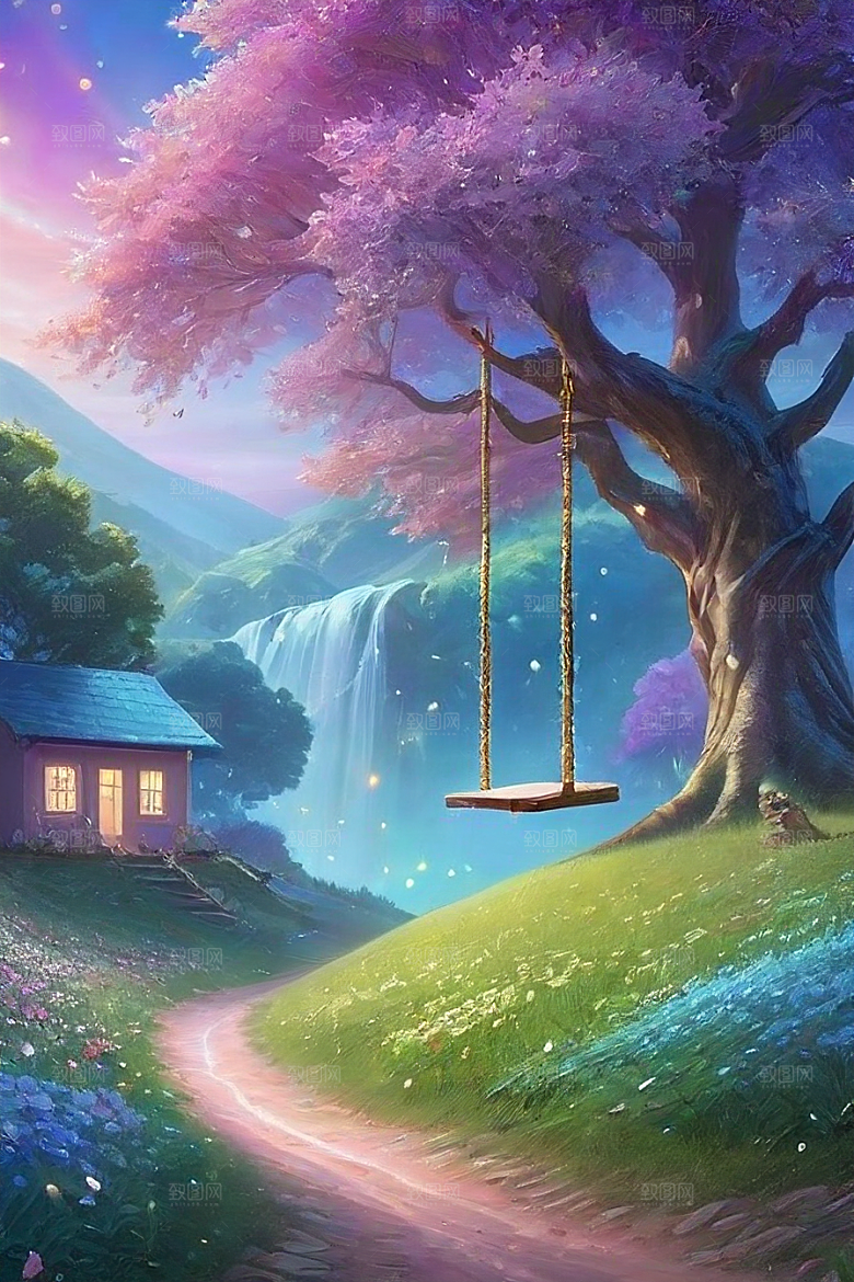 清晨的花园仙境美景