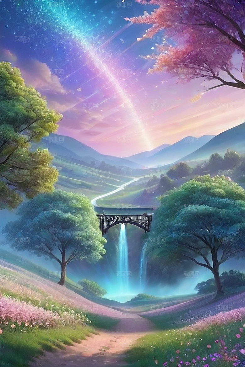 星光与蓝色玫瑰美景