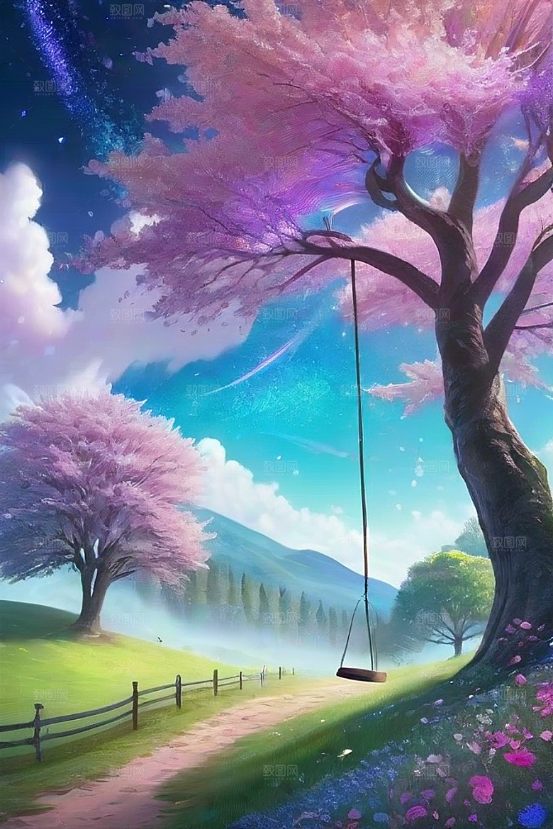 星光与蓝色玫瑰美景