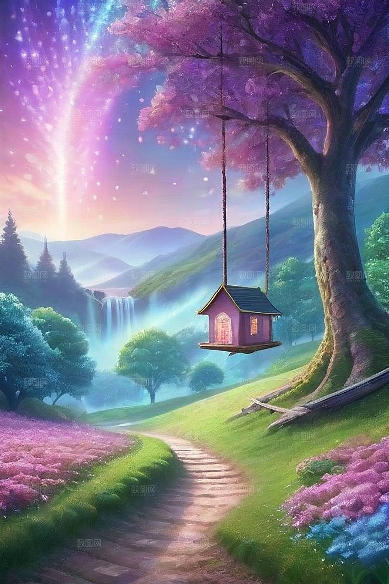 星光与蓝色玫瑰美景