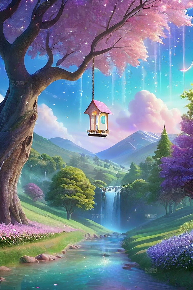 星光与蓝色玫瑰美景