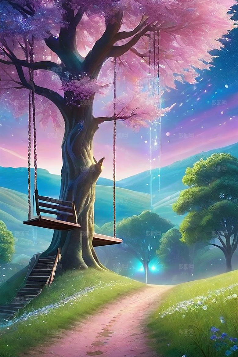 星光与蓝色玫瑰美景