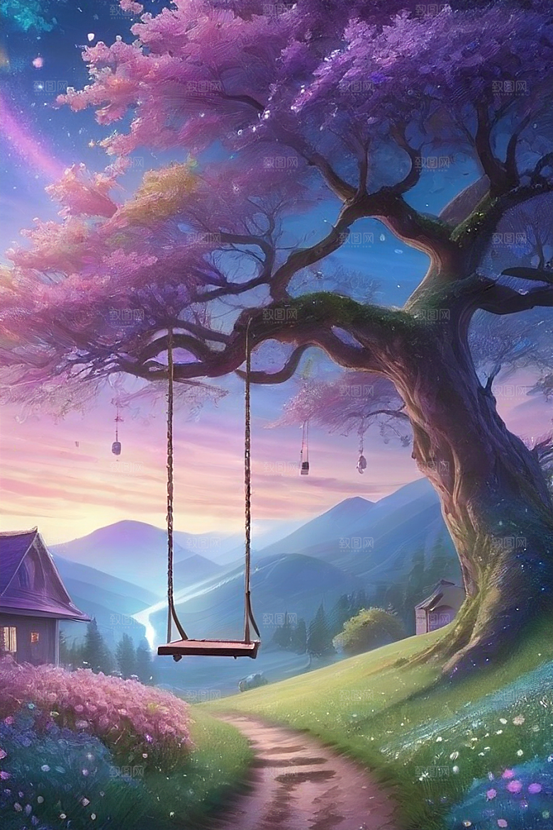 星光与蓝色玫瑰美景