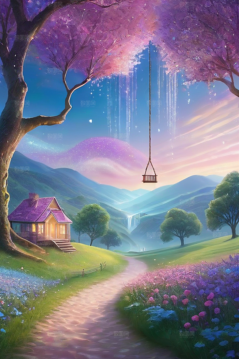 星光与蓝色玫瑰美景