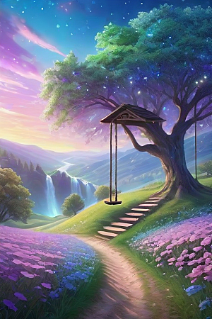 蓝色玫瑰的世界美景