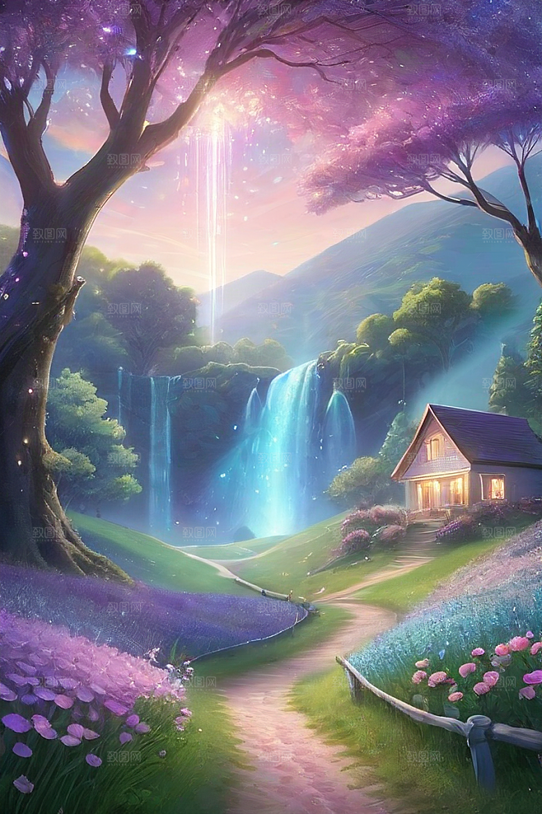 绿林的花海花满林间美景