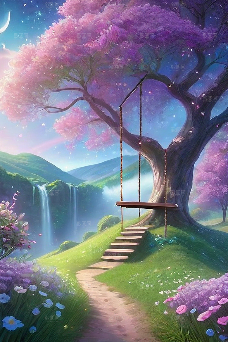 绿林的花海花满林间美景